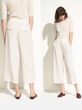 Vince High Waist Crop Culottes Pants in Sandstone